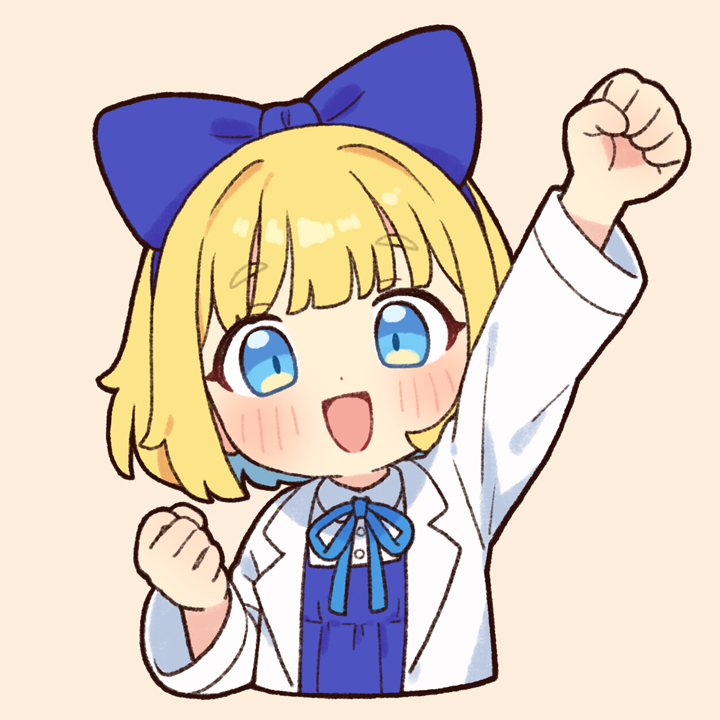 原创、助手 (Onyhakase) :D 举手 金发 蓝色蝴蝶结 蓝色连衣裙