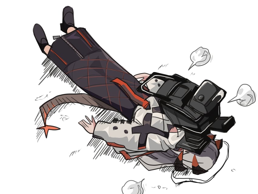 明日方舟、塞雷娅 (明日方舟) 1名女孩 黑角 黑鞋 黑色裙子 龙角