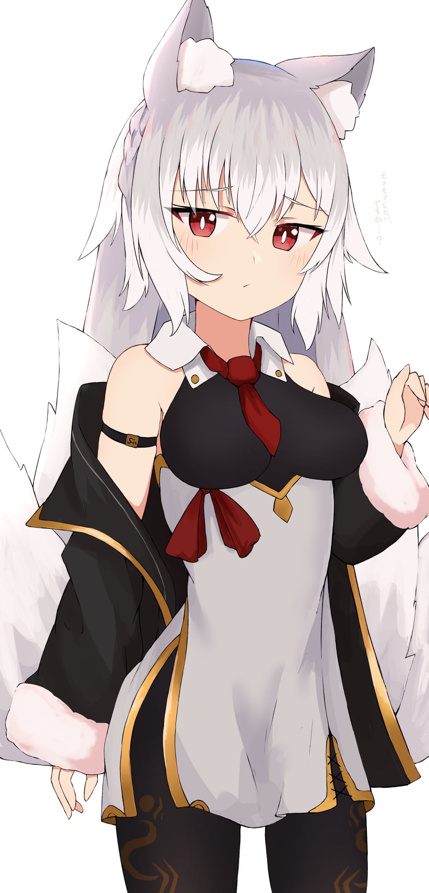 原创 1名女孩 兽耳毛 兽耳 露肩 黑色连体衣