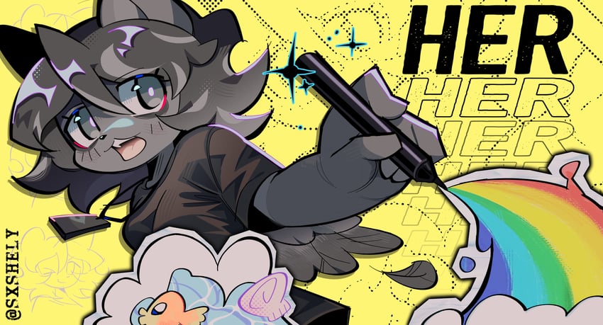原创 1名女孩 猫脸笑 兽耳 作者名 眼袋