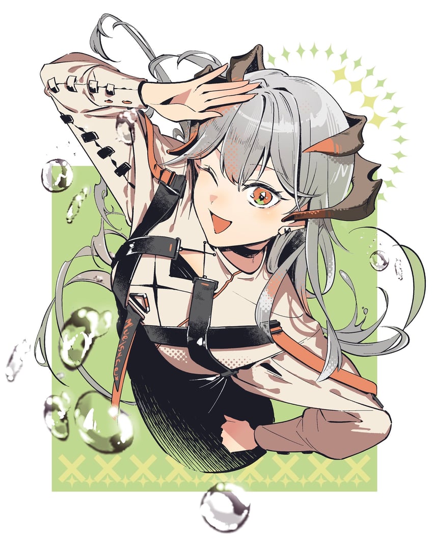 明日方舟、流形 (明日方舟)、缪尔赛思 (明日方舟) 1名女孩 :D 乳沟上方镂空 黑色项圈 黑色裙子