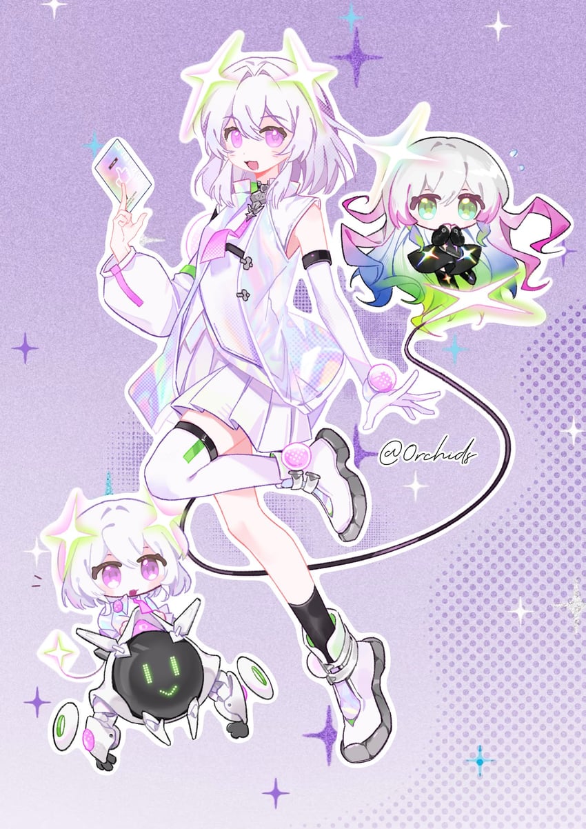 中二节奏、世嘉、ixia (chunithm) 1名女孩 不对称腿部穿着 露肩 Q版 牛仔镜头