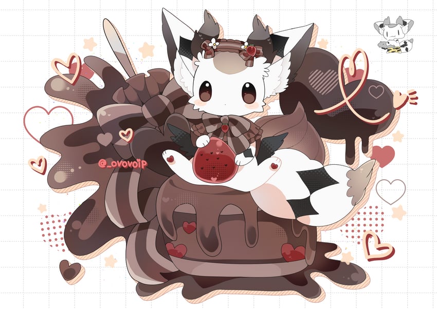 原创 兽耳毛 腮红贴纸 蝴蝶结 蝶形领结 棕色蝴蝶结