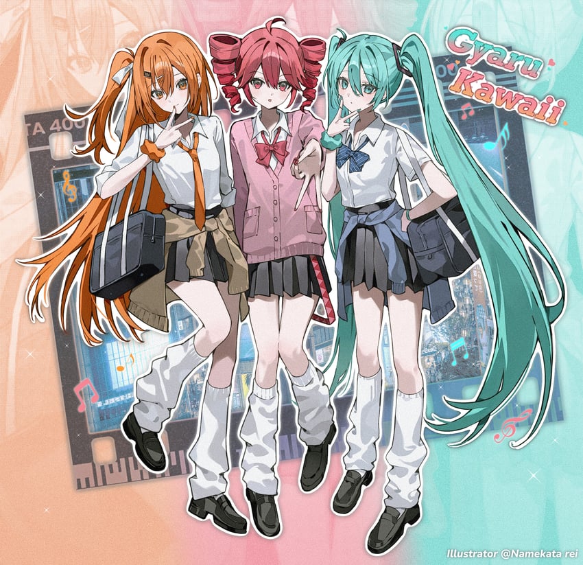 AI语音、UTAU、VOCALOID 3人女子 水色瞳 水色发 水蓝色指甲 包