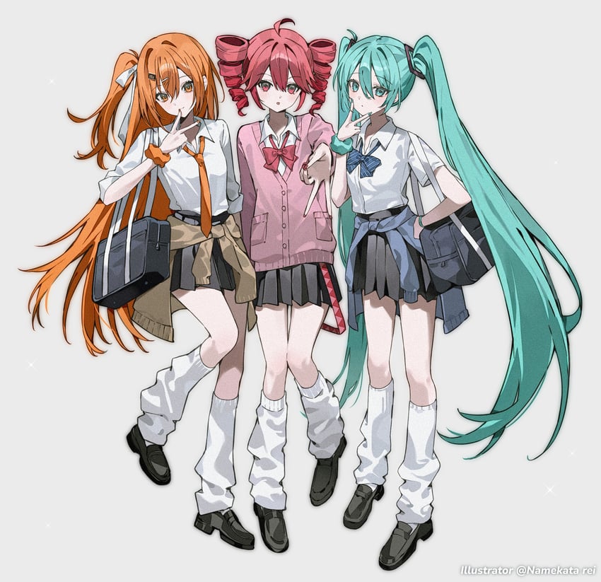 AI语音、UTAU、VOCALOID 3人女子 水色瞳 水色发 水蓝色指甲 包