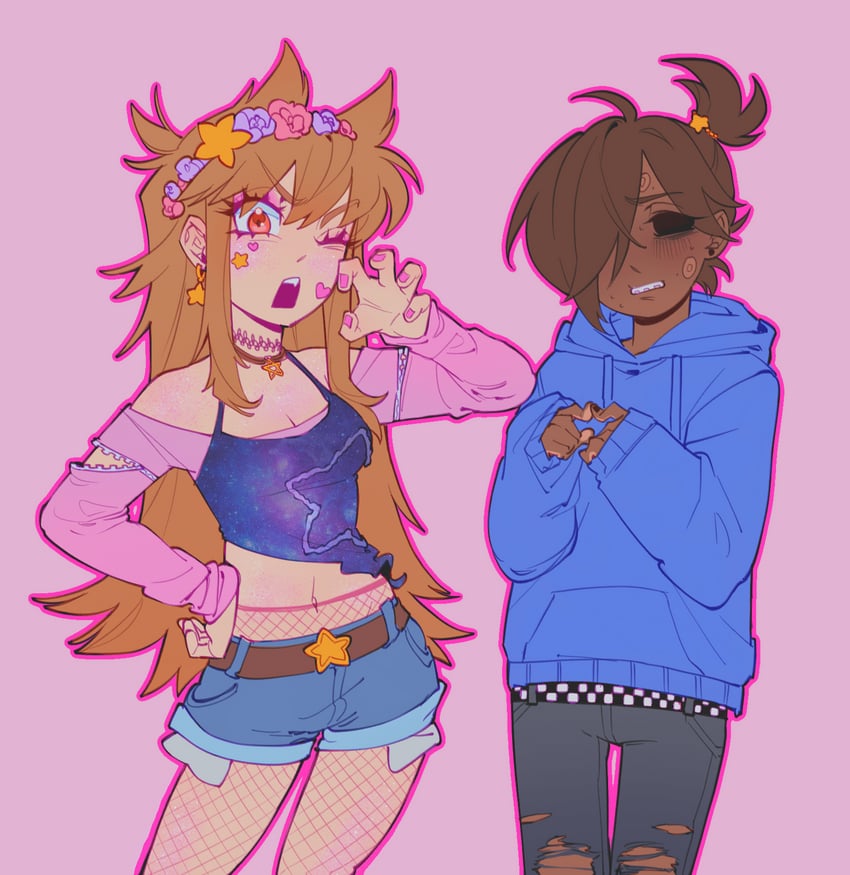 dear starboy、爱德的世界、Tamara (Eddsworld) 2名女孩 卧蚕 呆毛 替换服装 异色皮肤