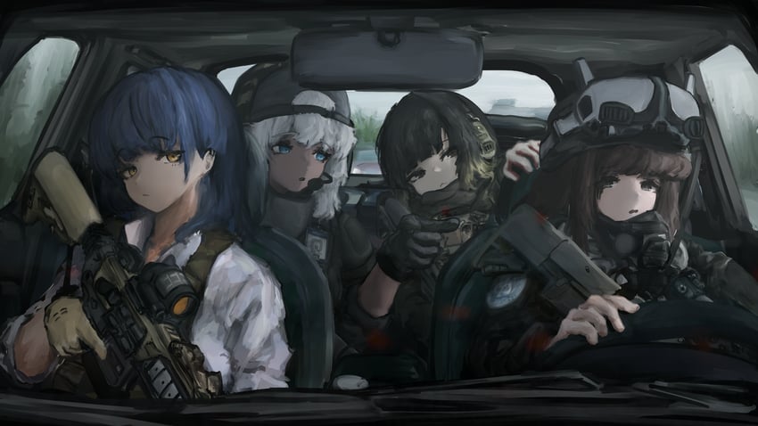 原创 突击步枪 棒球帽 黑色手套 黑发 蓝眼