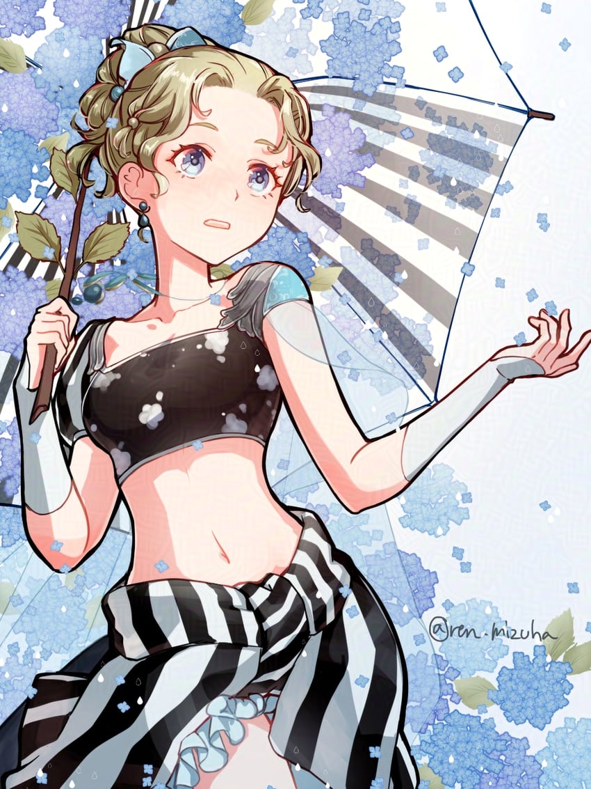 纷争 012 最终幻想、纷争 最终幻想、最终幻想 1名女孩 替换服装 蓝眼 蓝花 露肩袖