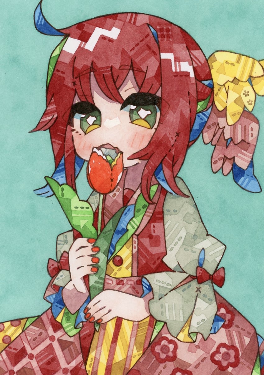 原创 1名女孩 连衣裙 花 手持 持花
