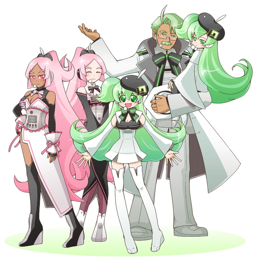 Mac音系列、UTAU、VOCALOID 1名男孩 4个女孩 护臂 贝雷帽 黑色蝴蝶结