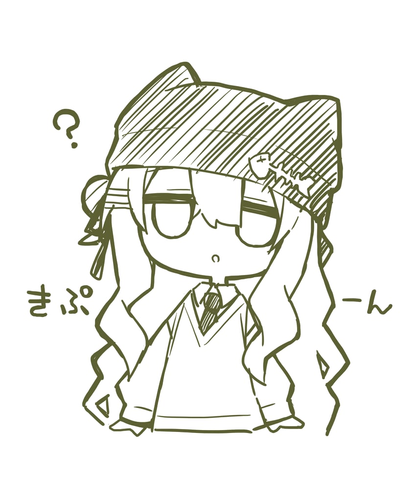 原创 1名女孩 惊讶 问号 兽耳 动物帽子