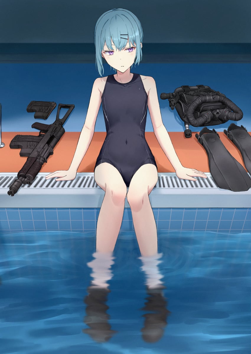 原创 1名女孩 asm-dt 突击步枪 蓝发 贫乳