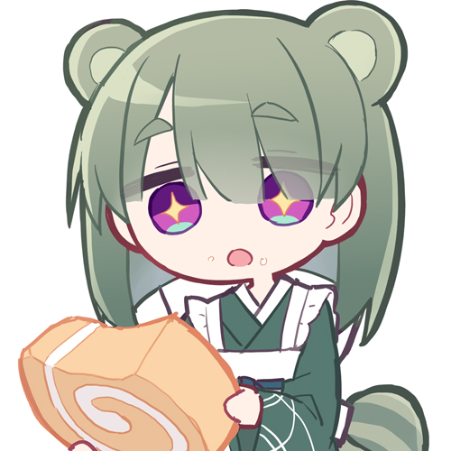 二次元插画 +_+ 1名女孩 兽耳 围裙 食物