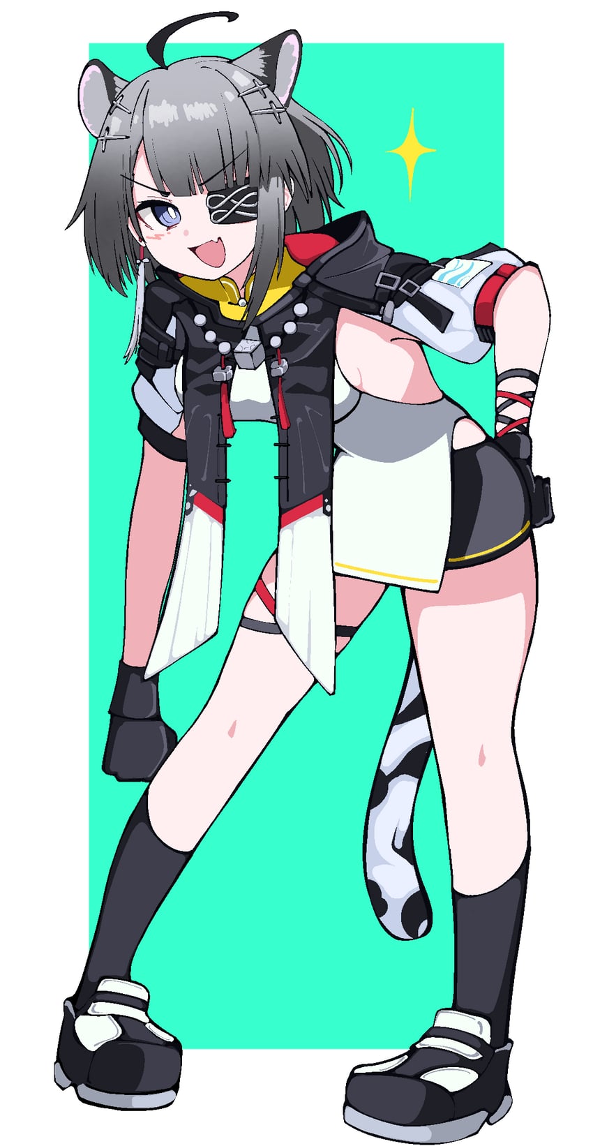 明日方舟、明日方舟：终末地、糖糖 (明日方舟) 1名女孩 :D 兽耳 黑色手套 黑鞋