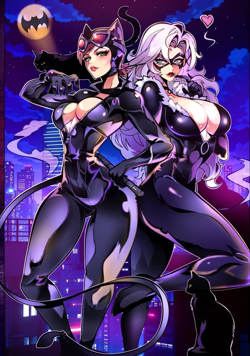 蝙蝠侠系列、DC漫画、漫威 2名女孩 动物兜帽 肩上的动物 蝙蝠信号 黑色连体衣