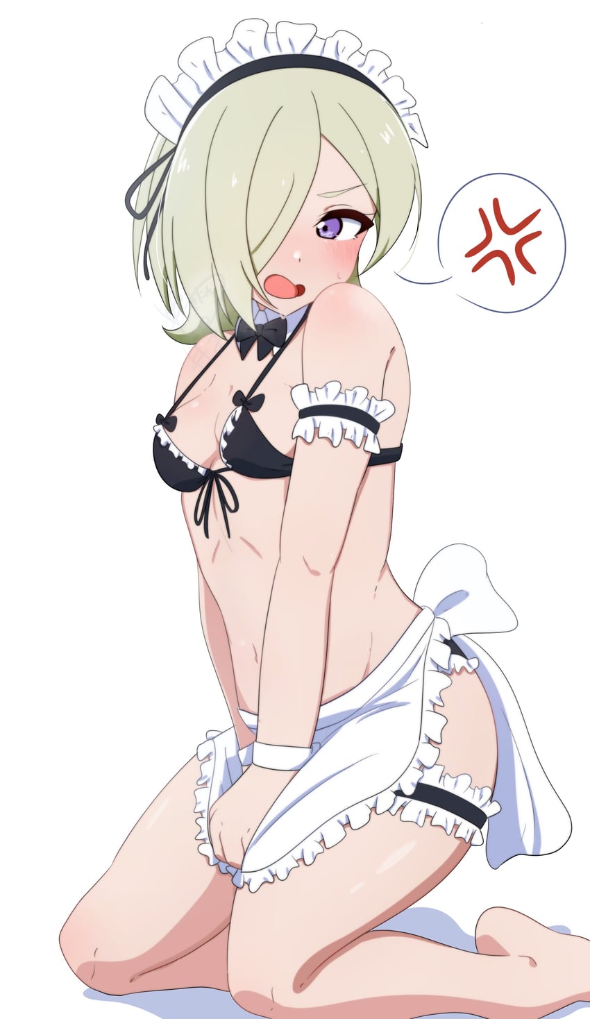 Love Live!、Love Live! 虹咲学园学园偶像同好会、米雅·泰勒 1名女孩 围裙 臂章 手放在身体两侧 露肩