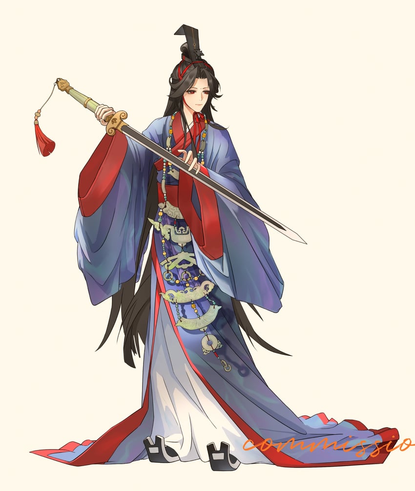 原创 1名男孩 黑发 中国风服饰 英文文本 全身