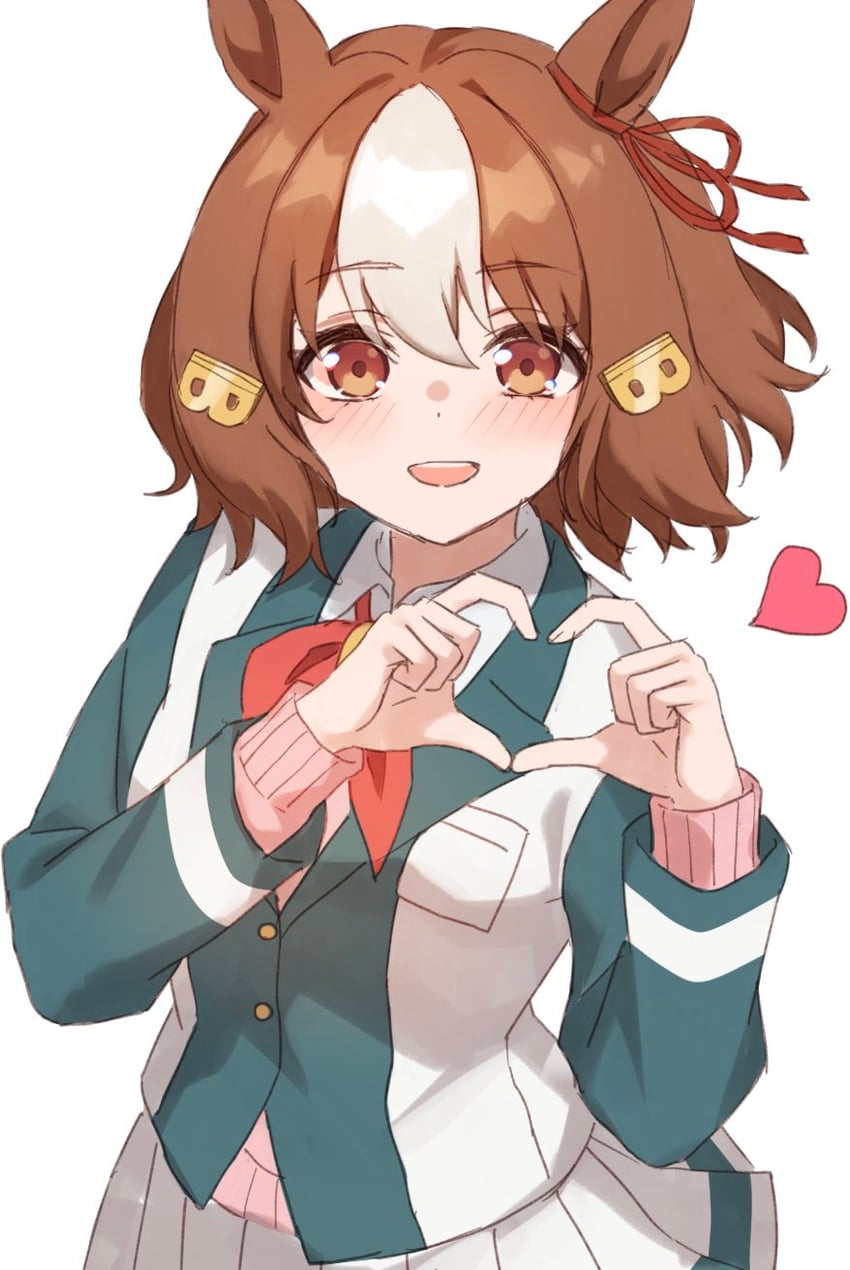 赛马娘、赛马娘：芦毛灰姑娘、贝尔诺轻光 (赛马娘) 1名女孩 兽耳 脸红 棕发 耳饰