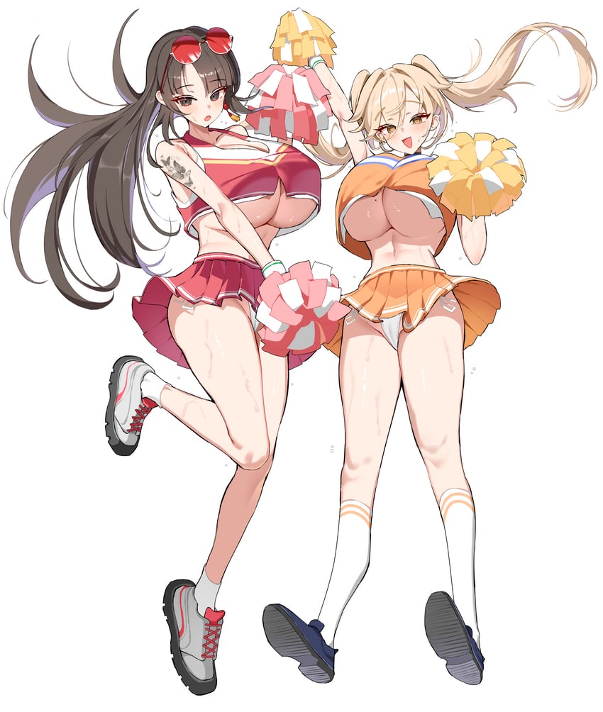 原创 2名女孩 黑色项圈 黑瞳 金发 蓝色鞋子