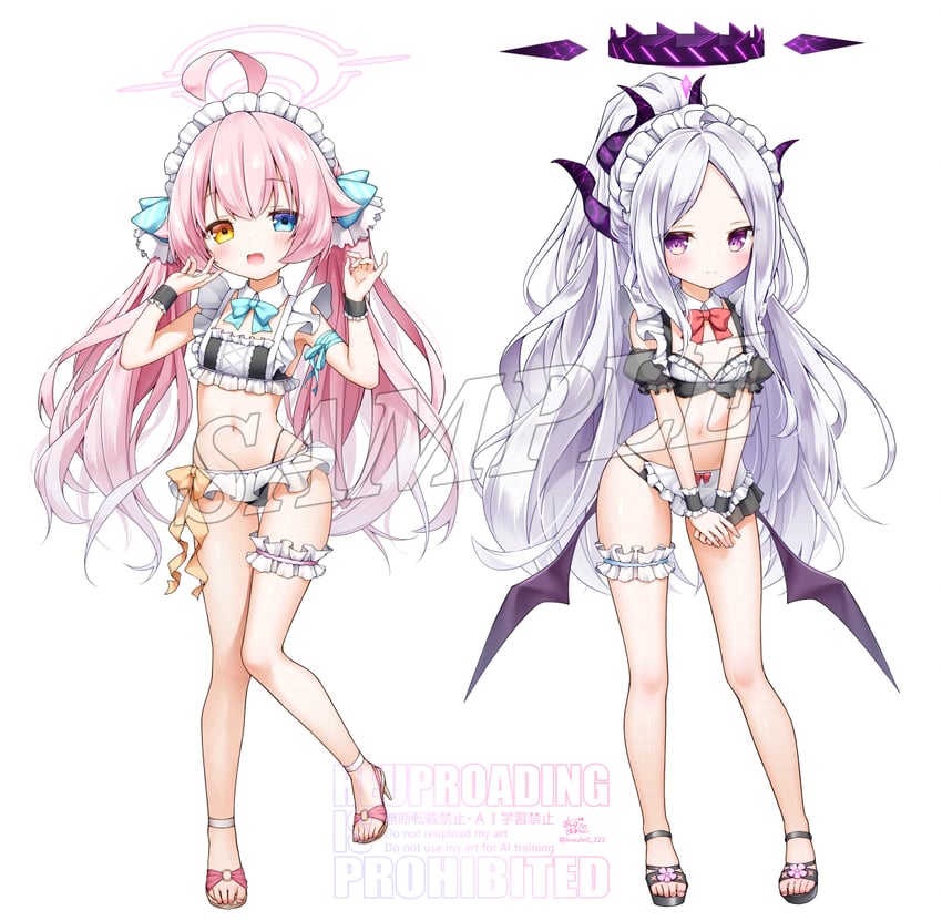 蔚蓝档案、空崎日奈、星野 (碧蓝档案) 2名女孩 :D 呆毛 替换服装 不同发型