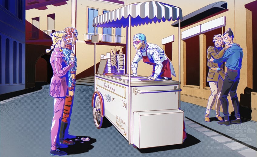JOJO的奇妙冒险、黄金之风、杰拉多 (JOJO) 5个男孩 围裙 腰带 金发 蓝发