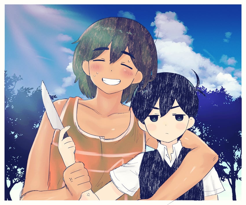 OMORI、Kel (Omori)、Kel (OMORI) 2个男孩 :D 微笑 生气 呆毛