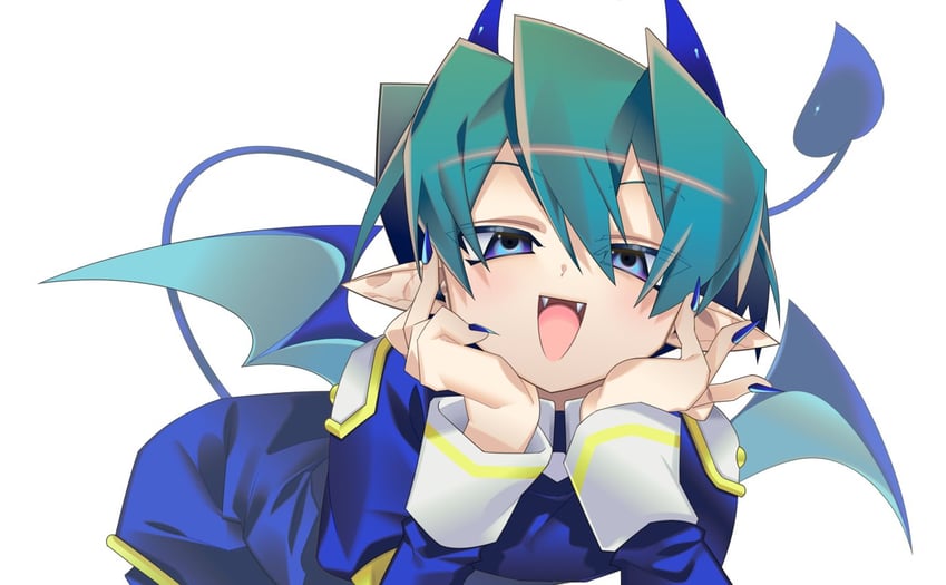 原创 1名女孩 蓝色连衣裙 蓝眼 蓝发 蓝角
