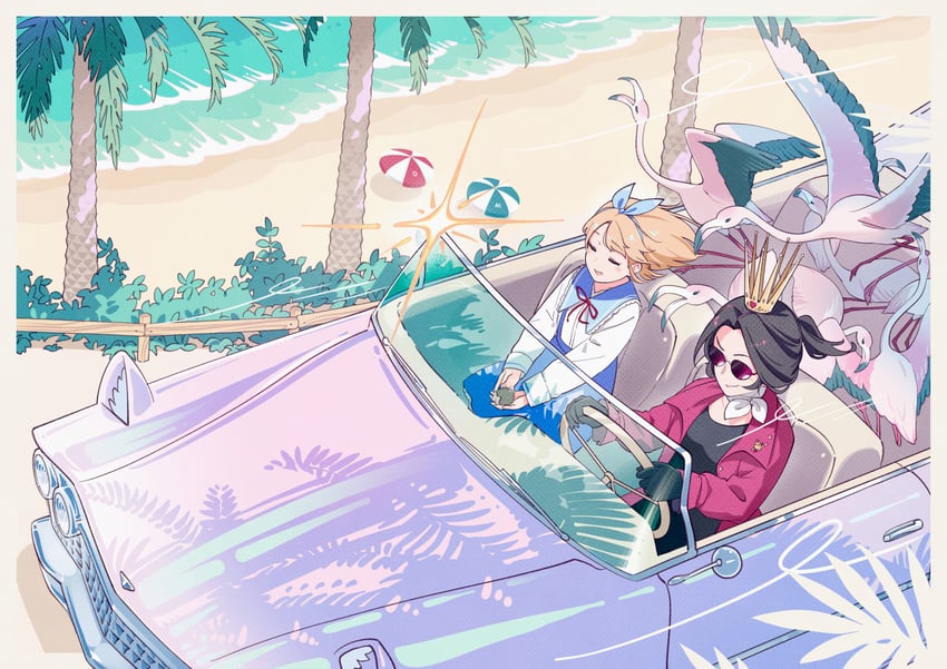 原创、爱丽丝 (爱丽丝梦游仙境)、红桃皇后 2名女孩 动物 头巾 颈部头巾 海滩