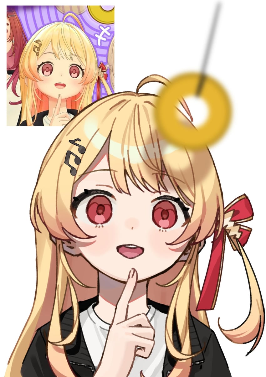 Hololive、hololive DEV_IS、音乃濑奏 1名女孩 呆毛 黑色夹克 金发 八分音符