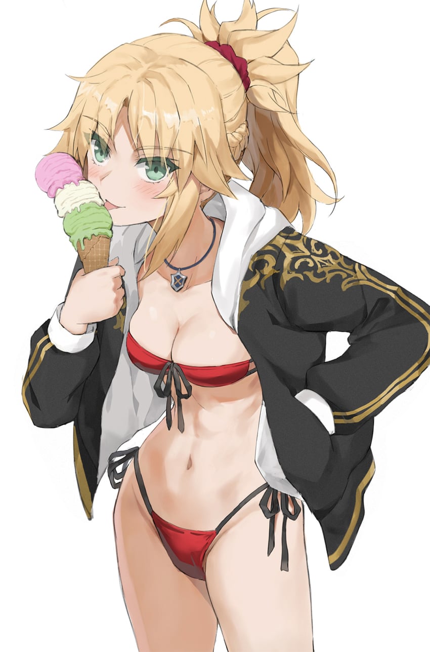 Fate/Apocrypha、Fate/Grand Order、Fate系列 1名女孩 比基尼 黑色夹克 金发 乳房
