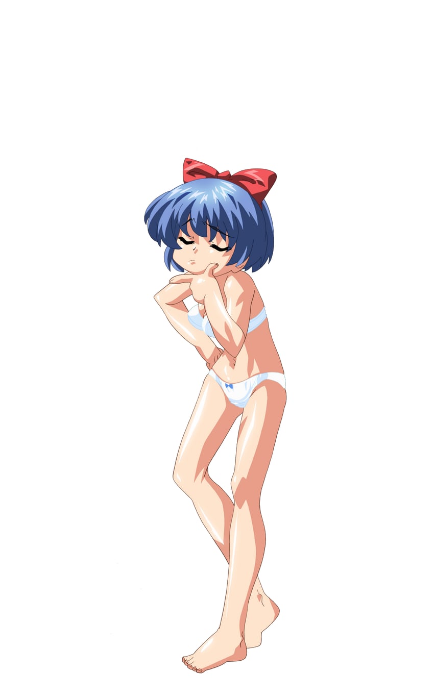 魔法玉、芽衣 (魔法少女☆太郎) 1名女孩 赛璐珞上色 赤脚 蓝发 蝴蝶结