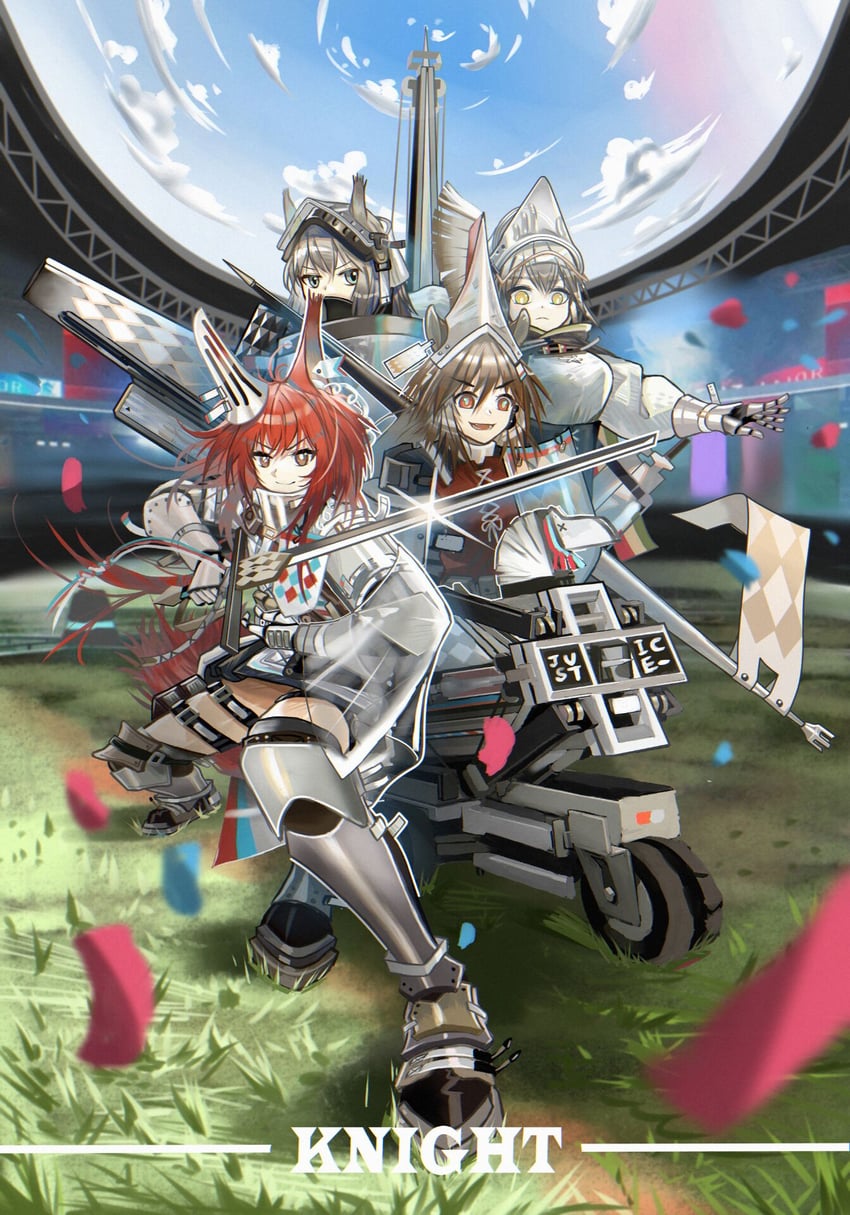 明日方舟、灰毫 (明日方舟)、远牙 (明日方舟) 5名女孩 兽耳 竞技场 手臂炮 铠甲