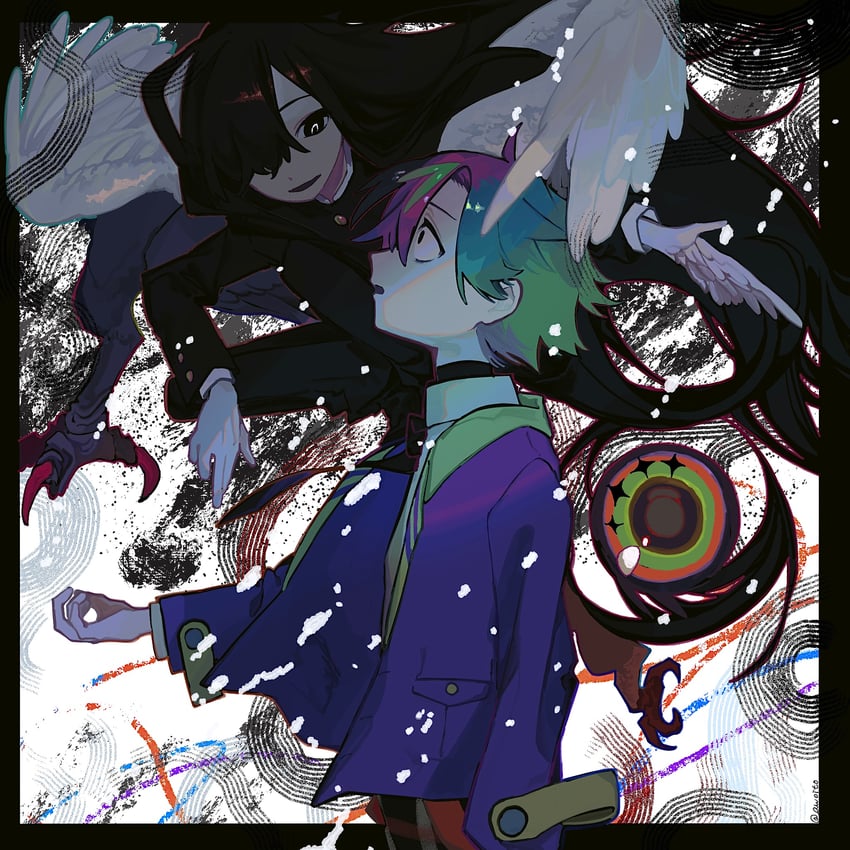 原创 2个男孩 黑框 黑瞳 黑发 黑色夹克