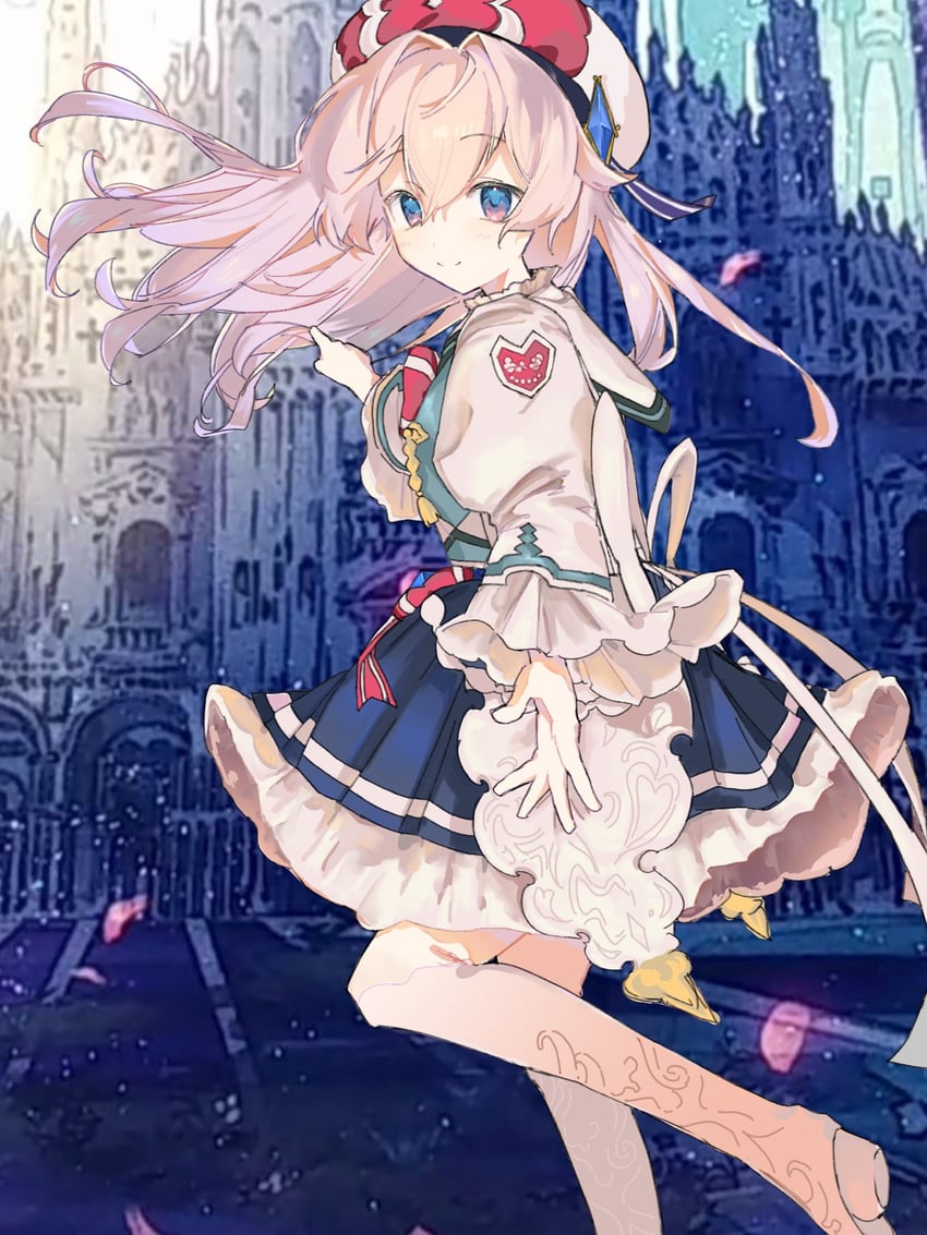 韵律源点 Arcaea、光 (Arcaea) 1名女孩 贝雷帽 蓝眼 蝴蝶结 连衣裙