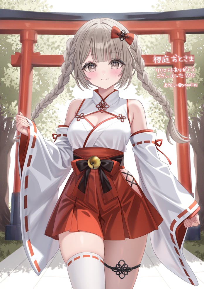 个人势虚拟主播、桜庭音 金发 脸红 蝴蝶结 辫子 乳房