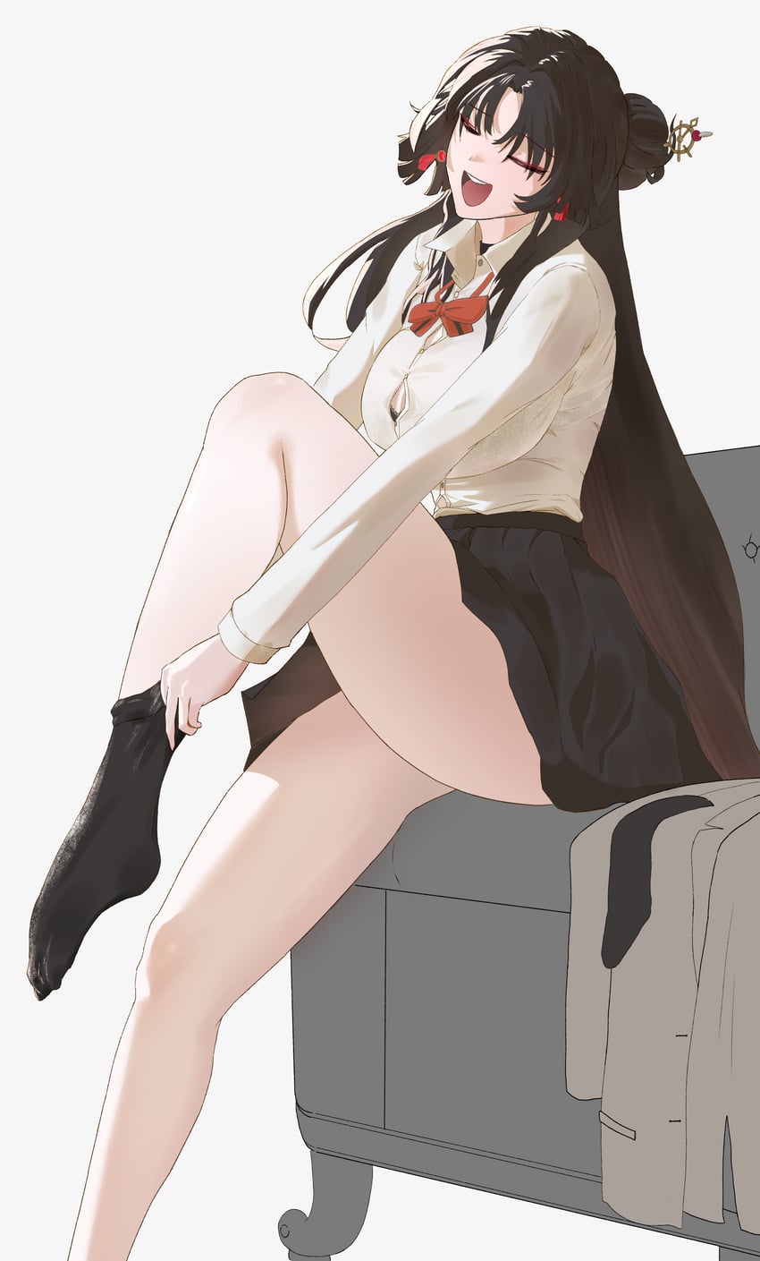 从虚无到永恒、帆鸟 (圣洁之歌) 1名女孩 整理衣服 整理袜子 替换服装 黑色裙子