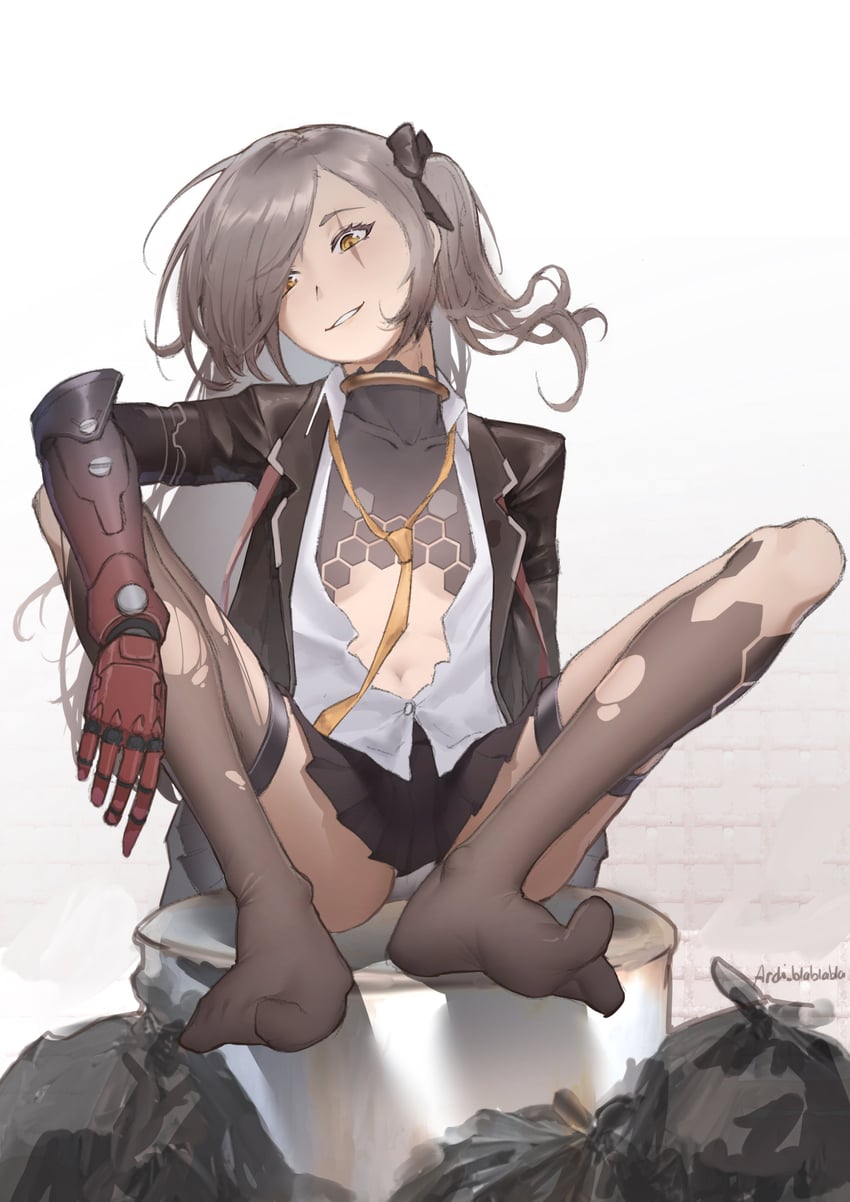 少女前线、少女前线2：追放、莉娃 (少女前线2：追放) 1名女孩 作者名 黑色夹克 黑色裙子 黑色过膝袜