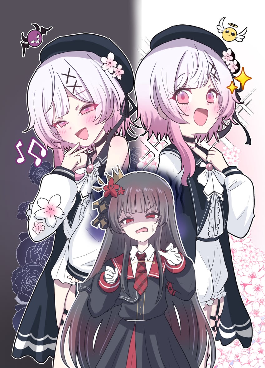 魔法少女的小镇审判、二阶堂博、樱庭绘麻 2名女孩 :D 贝雷帽 黑发 齐刘海