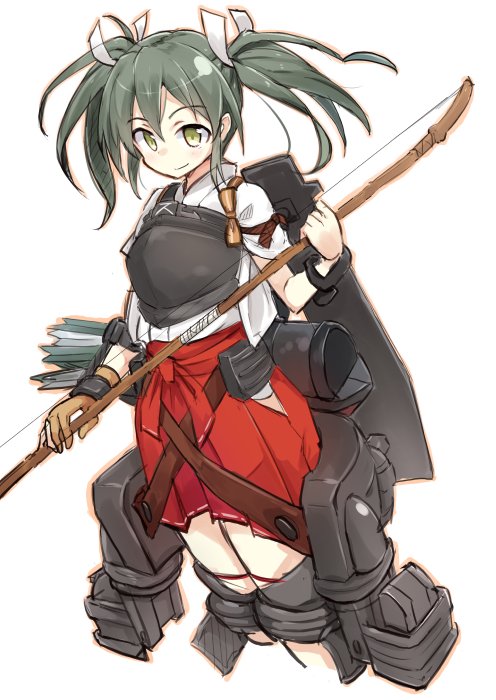 舰队Collection、瑞鹤 (舰队Collection) 1名女孩 箭 弓（武器） 闭嘴 服装镂空