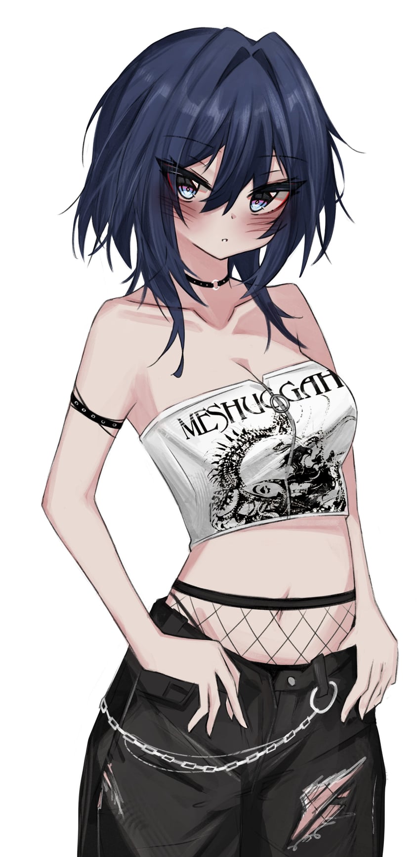 Hololive、Hololive英语、meshuggah 1名女孩 替换服装 臂带 露肩 黑色臂带