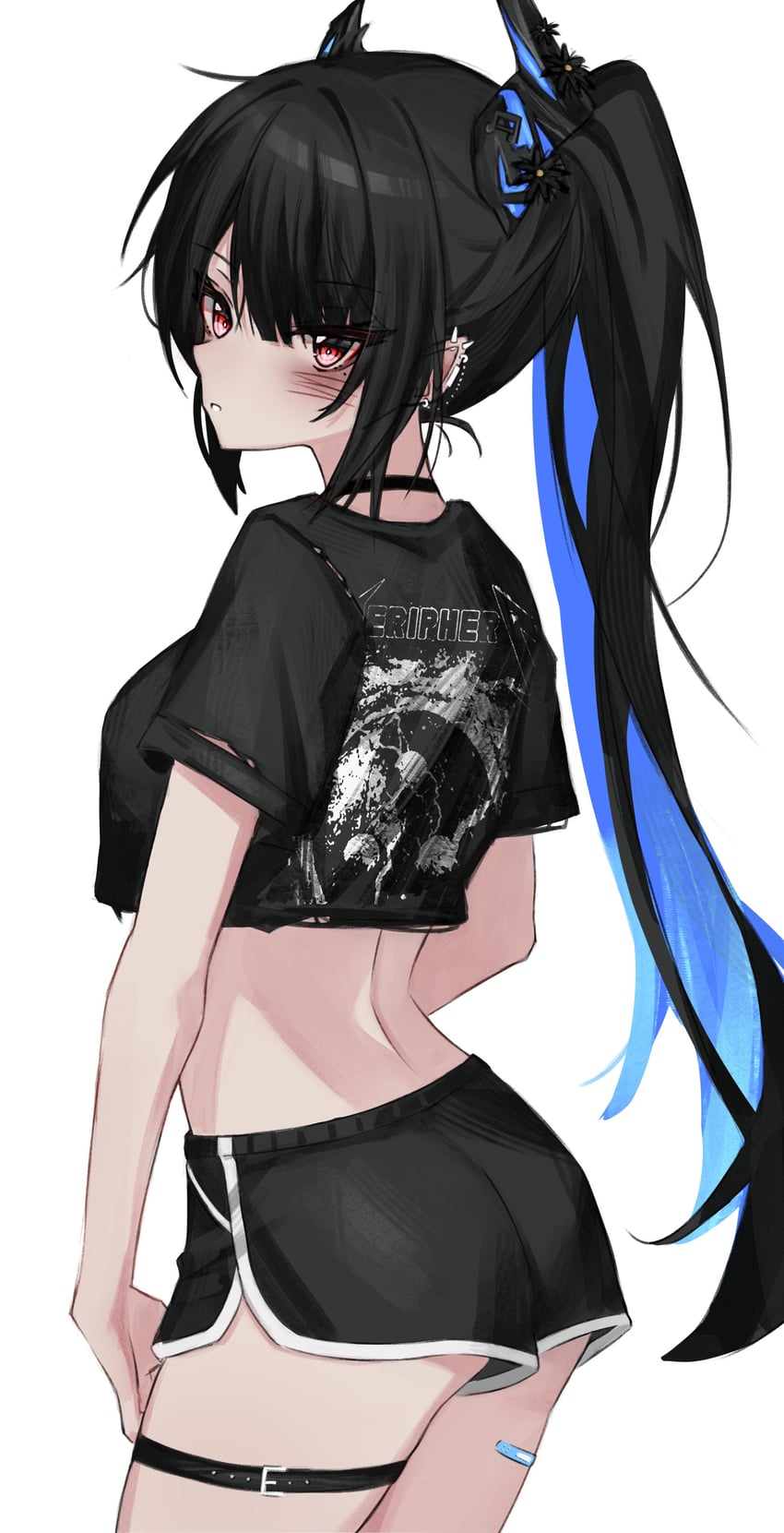 Hololive、Hololive英语、Pantera (乐队) 1名女孩 替换服装 屁股 黑色项圈 黑发
