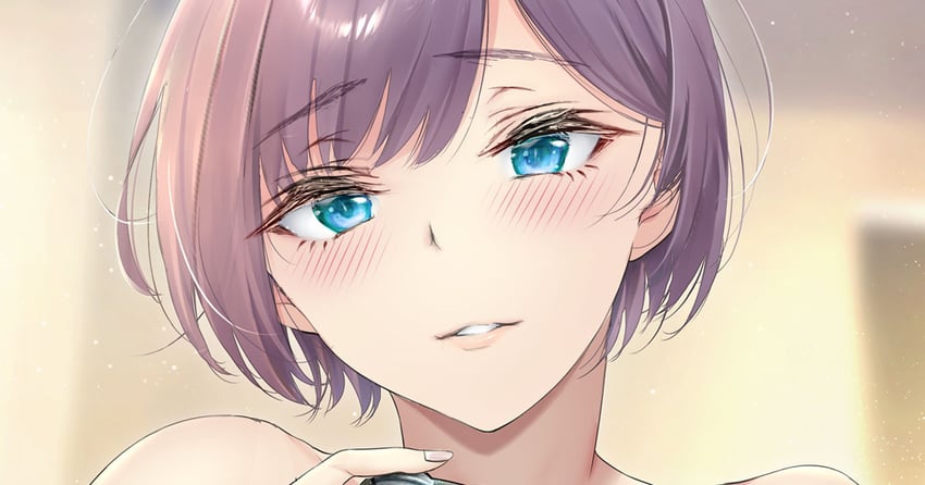 原创 1名女孩 露肩 蓝眼 模糊 模糊背景