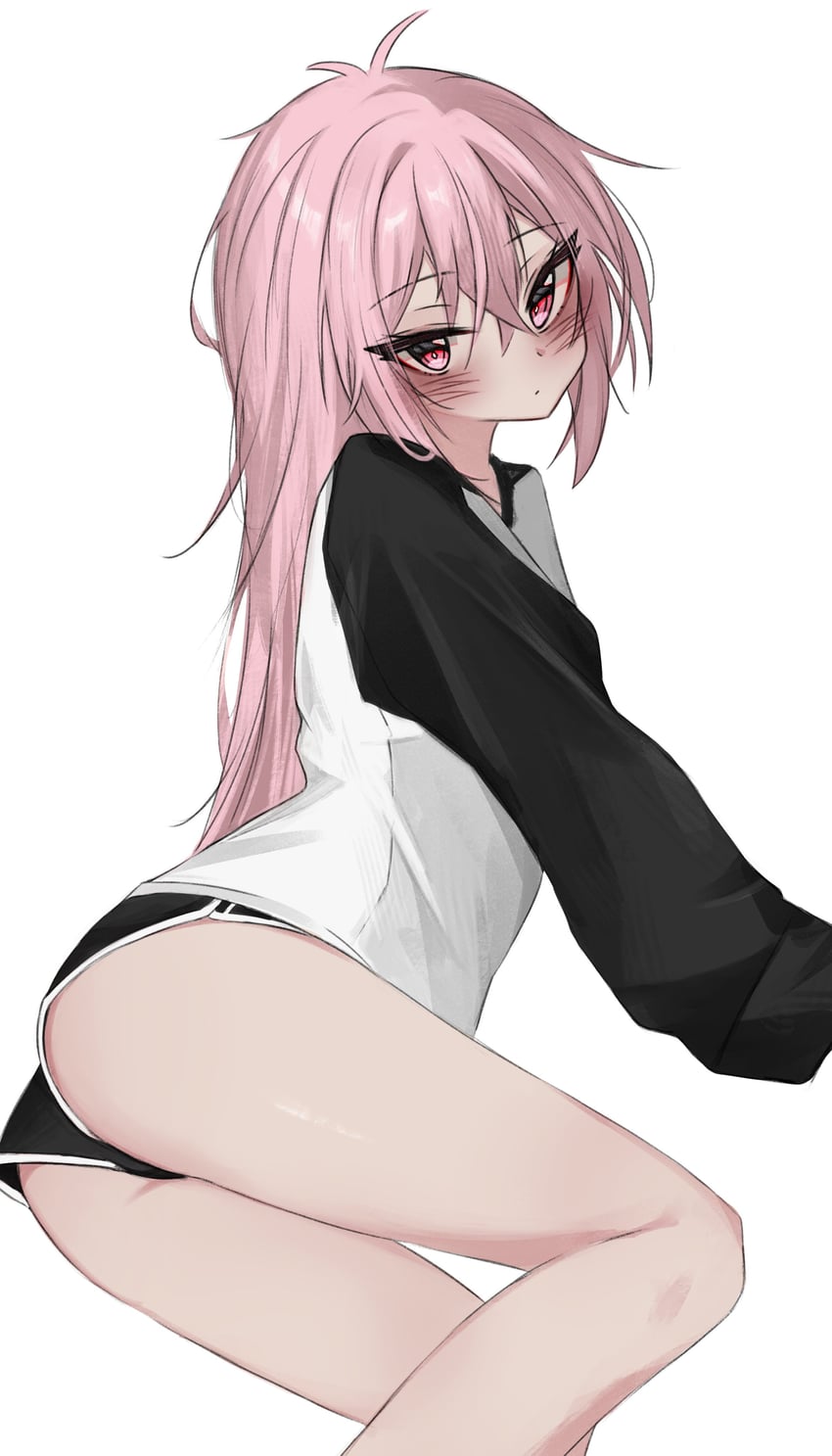原创、Mumble (Shachimu) 1名女孩 屁股 裸腿 黑色短裤 黑色袖子
