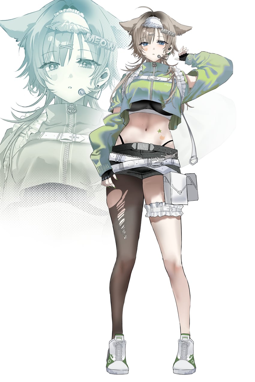 胜利女神：妮姬、普莉卡 (妮姬) 1名女孩 改装服装 替换服装 举手 露肩