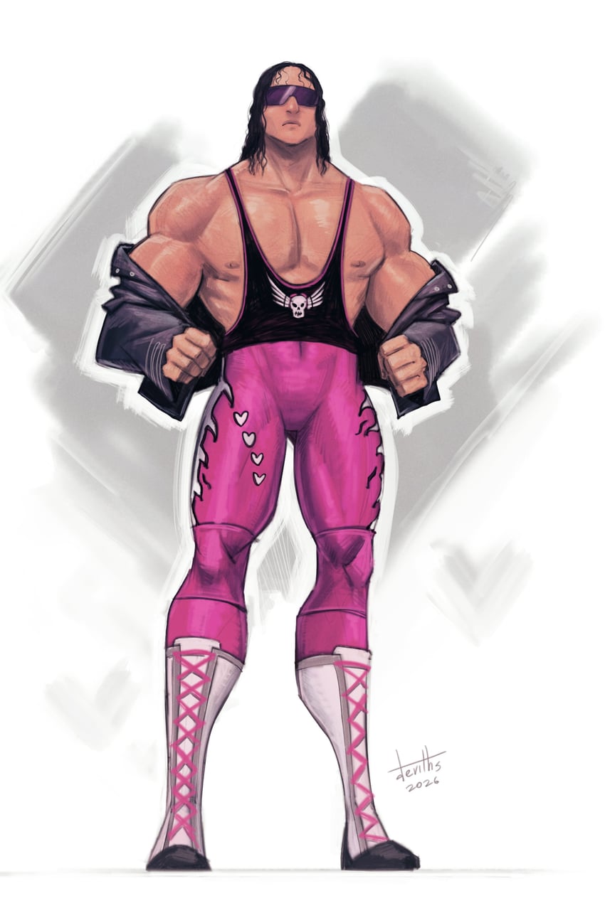 WWE、bret hart 1名男孩 2026年 黑发 黑色背心 靴子