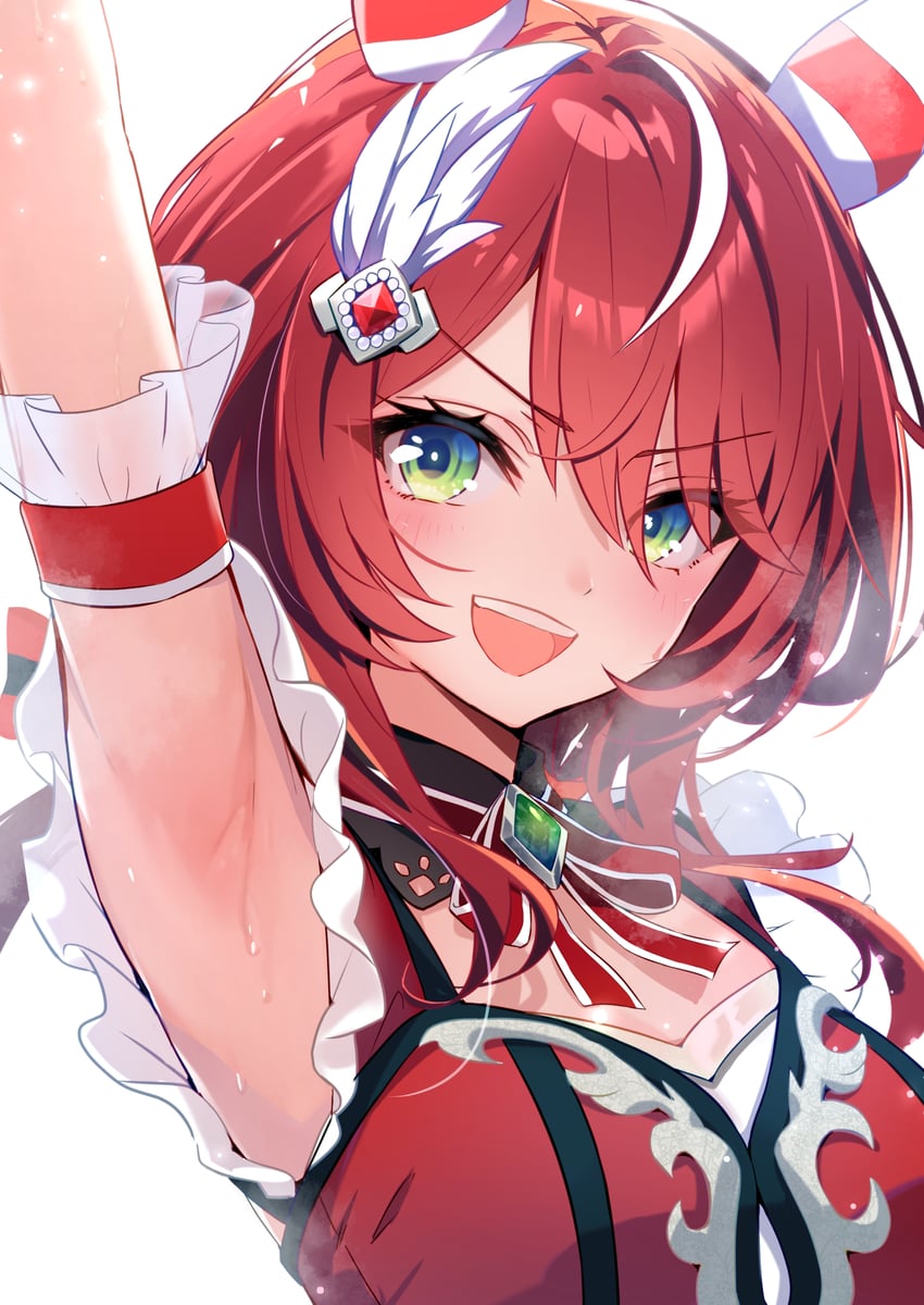赛马娘、胜利姿势 (Dramatic Tutu)、胜利姿势 (赛马娘) 1名女孩 :D 兽耳 举手 腋下特写