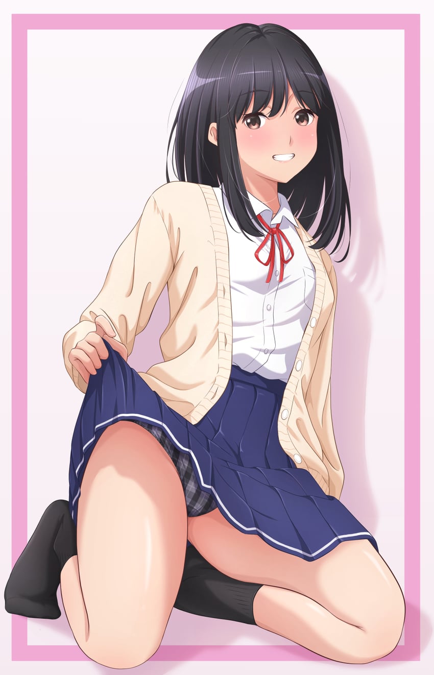 原创 1名女孩 黑发 黑袜 脸红 棕眼睛