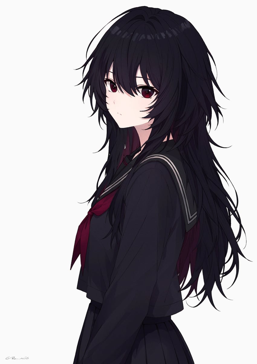 VSPO!、如月莲 (第五套服装) (VSPO!)、如月怜 (Vspo!) 1名女孩 黑发 黑色水手领 黑色水手服 黑衬衫