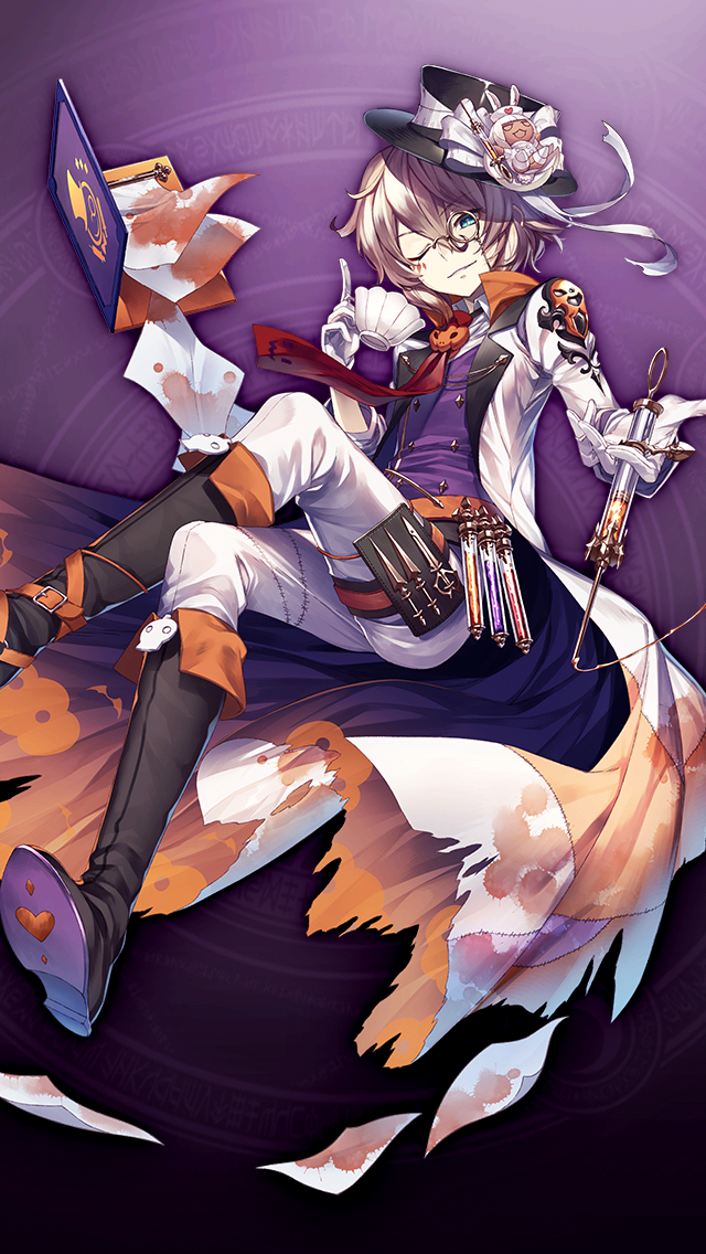 格林笔记、疯帽子 (格林笔记)、mad hatter (halloween) (grimms notes) 1名男孩 bandage on hat 黑色靴子 黑帽子 书