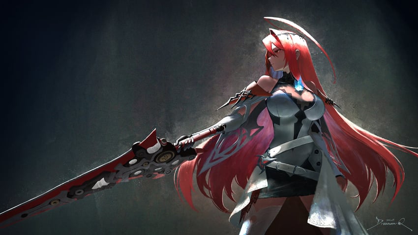 Hololive、Hololive英语、伊丽莎白·罗斯·血焰 1名女孩 呆毛 作者名 露肩 腰带